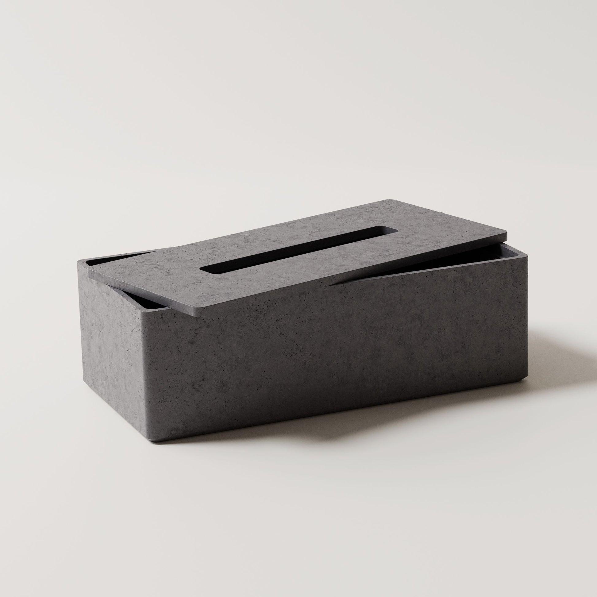 Originálny box na vreckovky Mooneton vyrobený z vysokopevnostného betónu s otváracím vekom. Farba - Antracit