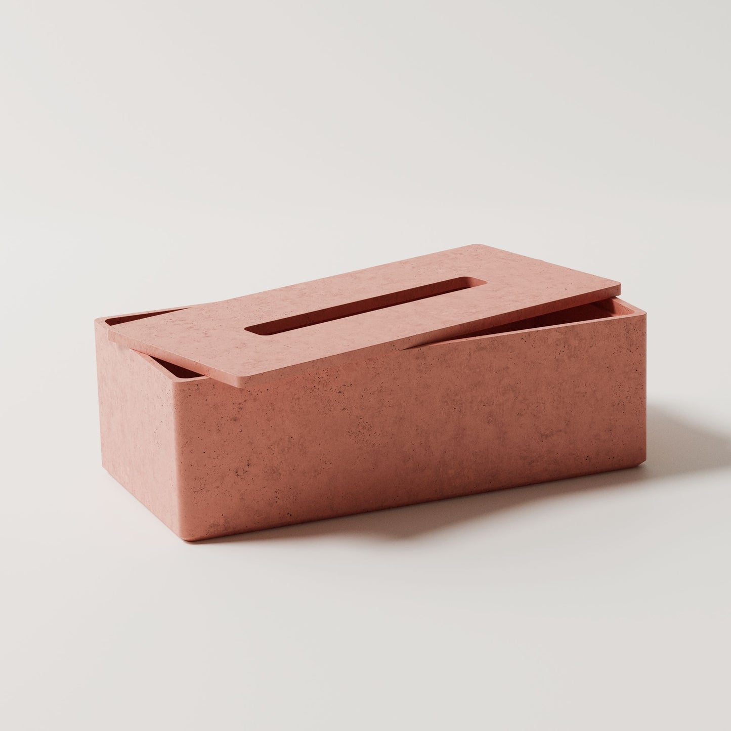 Originálny box na vreckovky Mooneton vyrobený z vysokopevnostného betónu s otváracím vekom. Farba - Terakota